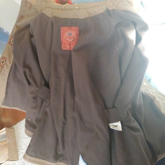 We Are Replay Waxed Felt Jacket Coat Cape Made in Italy leather trim $850 - Picture 2 of 9